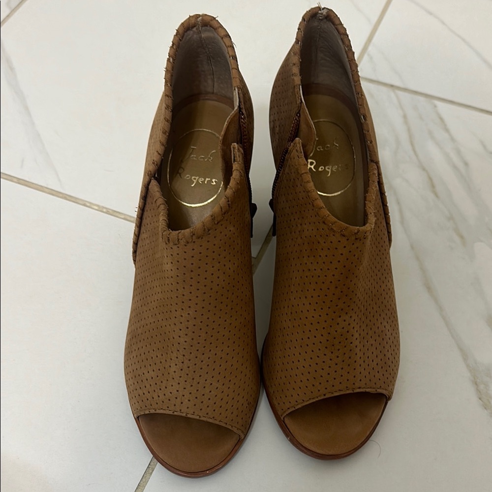 Jack Rogers Brown Peep Toe Booties